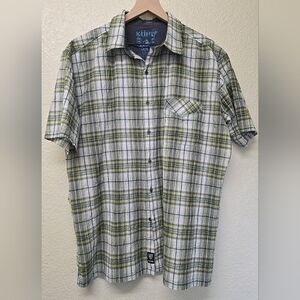 KUHL Mens XL Crinkle Stallion Short Button Up Lightweight Green Outdoor Hiking